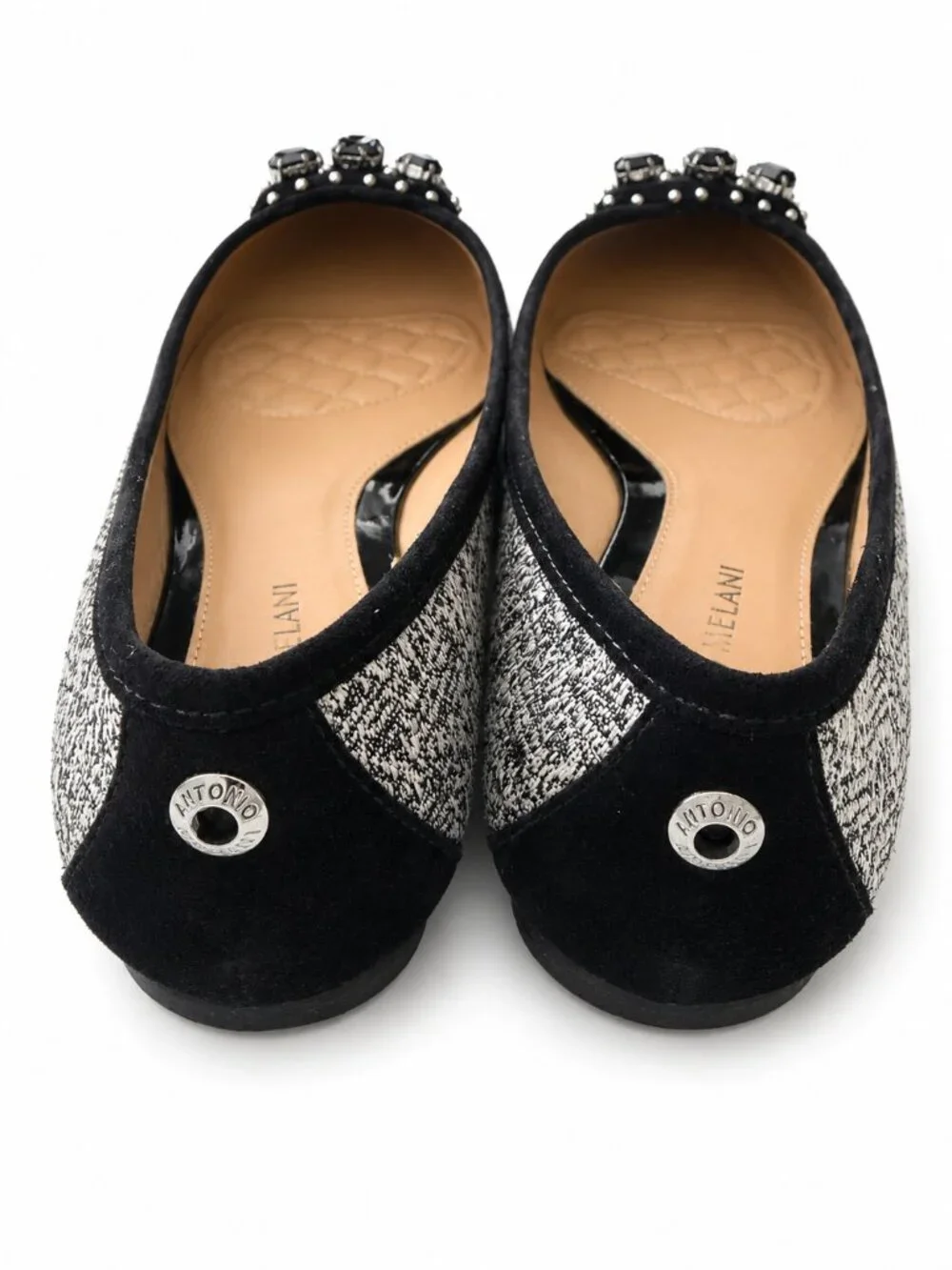 Antonio Melani Edgy Glam Rhinestone Studded Pointy Flats 7.5 Statement Night Out